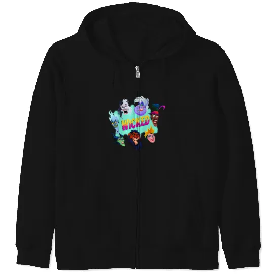 Disney Villains Wicked Iconic Characters Group Shot Logo Zip Hoodies
