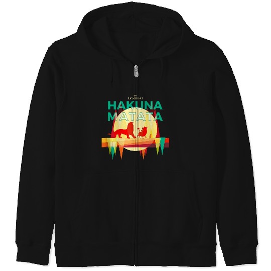 Disneyss The Lion King Hakuna Matata Paper Cut Big Chest Logo Zip Hoodies