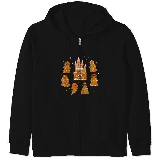 Disneyss Princess Holiday Christmas Gingerbread Cookie Castle Zip Hoodies