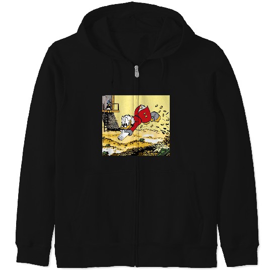 Disney Ducktales Scrooge Mcduck Swimming In Cash Zip Hoodies
