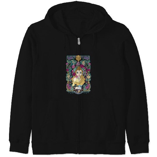 Disney Beauty And The Beast Belle Surrounded Graphic Zip Hoodies