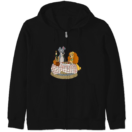 Disney Lady And Tramp Bella Notte Spaghetti Zip Hoodies