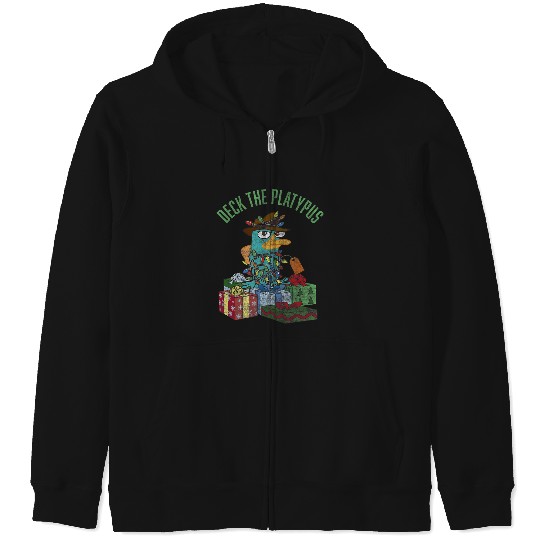 Disney Phineas and Ferb Christmas Perry Deck The Platypus Zip Hoodies