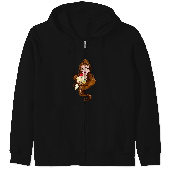 Disney Belle Black Classic Fit - Adult Round Neck Fantasy Tee Zip Hoodies