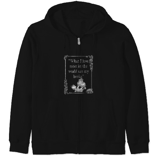 Disneys Beauty And The Beast Belle Books I Love Most Quote Zip Hoodies