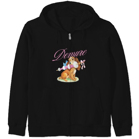 Disneyss Lady And The Tramp Cute Lady Demure Sketch Chest Logo Zip Hoodies