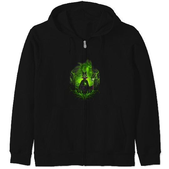 Disneys Sleeping Beauty Dark Detailed Maleficent Zip Hoodies