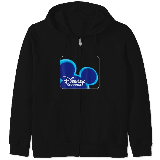 Disneyss Channel  Mickey Mouse Blue Retro 2000s Logo Zip Hoodies