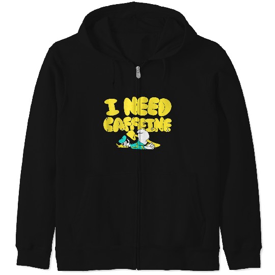 Disneyss Donald Duck Tired Out Of Coffee I Need Caffeine Funny Zip Hoodies
