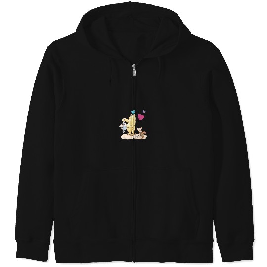 Disneyss Winnie The Pooh Cute Piglet Pooh Made For Us Logo Zip Hoodies
