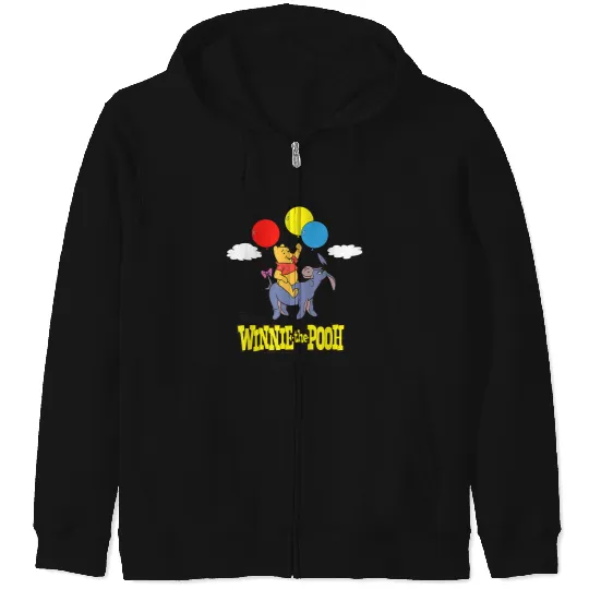 Disneyss Winnie The Pooh And Eeyore Floating With Balloons Zip Hoodies