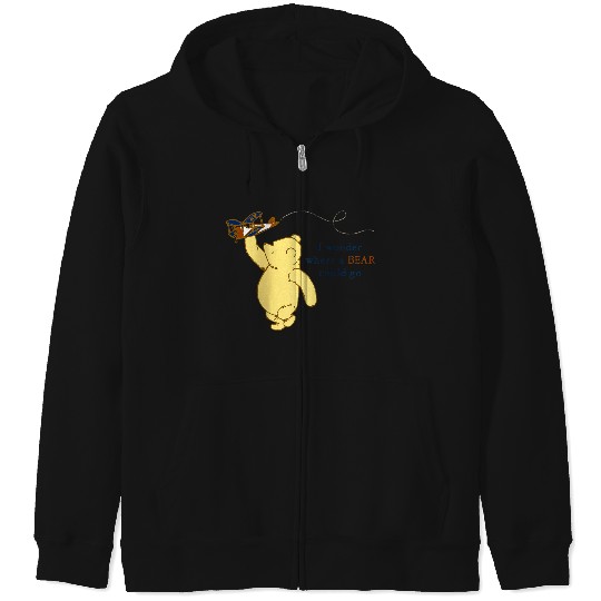 Disneyss Winnie The Pooh I Wonder Where A Bear Could Go Logo Zip Hoodies