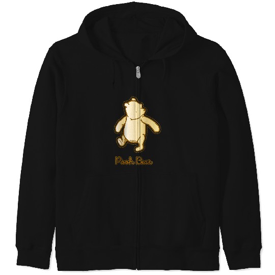 Disneyss Winnie The Pooh Cute Pooh Bear Sketch Chest Portrait Zip Hoodies