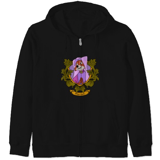 Disneyss Robin Hood Marian Vintages Floral Portrait Zip Hoodies