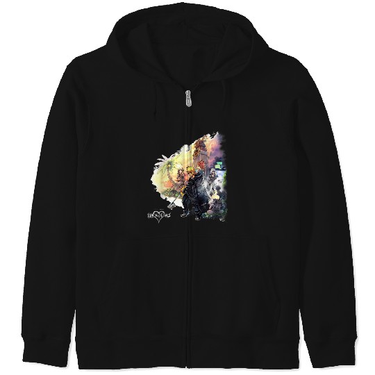 Disneyss Kingdom Hearts Characters Clock Tower Group shots Zip Hoodies