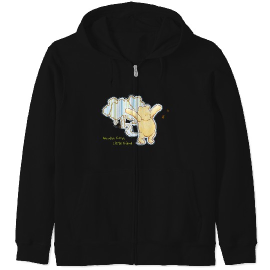 Disneyss Winnie The Pooh Woodsy Fuzzy Little Friend Big Logo Zip Hoodies
