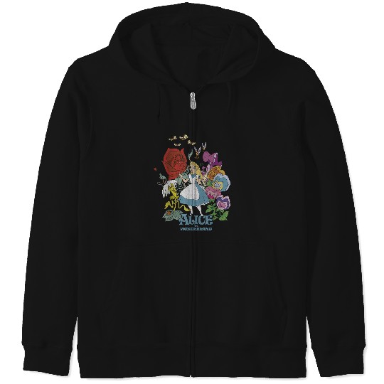 Disneyss Alice In Wonderland Walking Through The Flowers Zip Hoodies