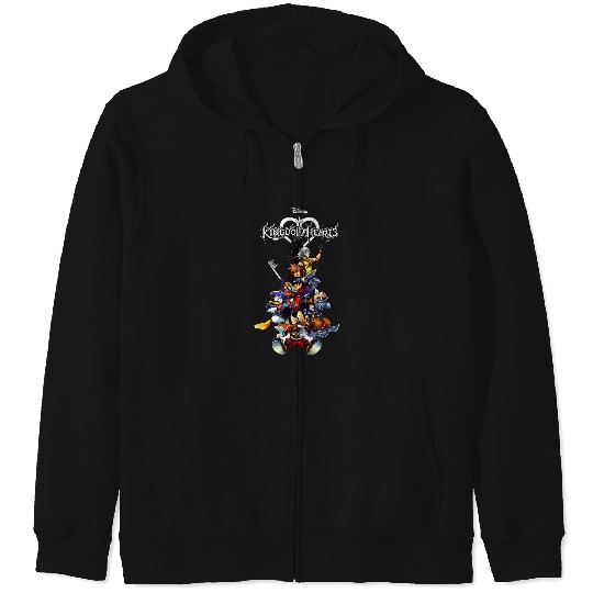 Disneyss Kingdom Hearts Group shots Action Pose Logo Zip Hoodies