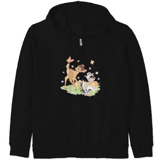 Disney Bambi Thumper & Flower Pastel Spring Easter Butterfly V-Neck Zip Hoodies