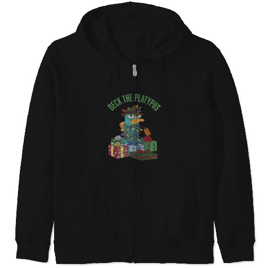 Disney Phineas and Ferb Christmas Perry Deck The Platypus Zip Hoodies