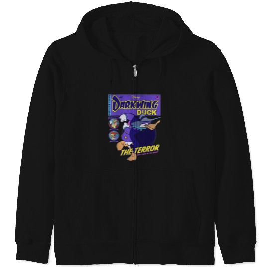 Disney Darkwing Duck Black Classic Fit, Crew Neck, Adult, Short Sleeve Zip Hoodies