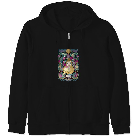Disney Beauty And The Beast Belle Surrounded Graphic Hoodie Zip Hoodies
