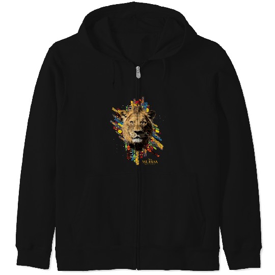 Disney Mufasa The Lion King Movie Face And Textile Patterns Zip Hoodies