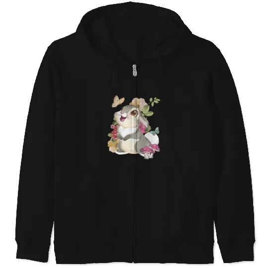Disney Bambi Thumper Vintage Floral Portrait Zip Hoodies