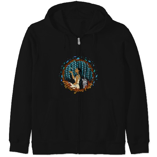 Disneyss Pocahontas Follow Your Path Circle Text Zip Hoodies