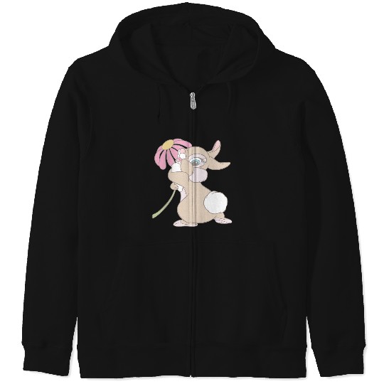Disney Bambi Cute Flirty Thumper Rabbit Big Chest Portrait Zip Hoodies