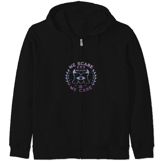 Disney Pixar Monsters Inc. We Scare Because We Care Logo Zip Hoodies