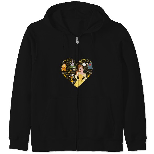 Disney Princess Belle Collage Heart Zip Hoodies