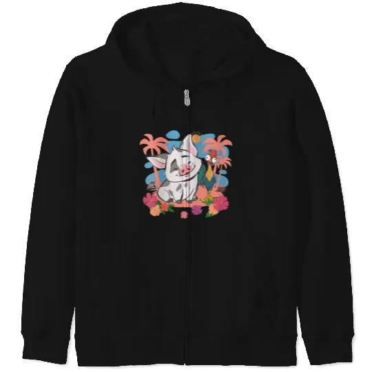 Disneyss Moana 2 Cute Pua Hei Hei Best Friends Tropical Logo Zip Hoodies