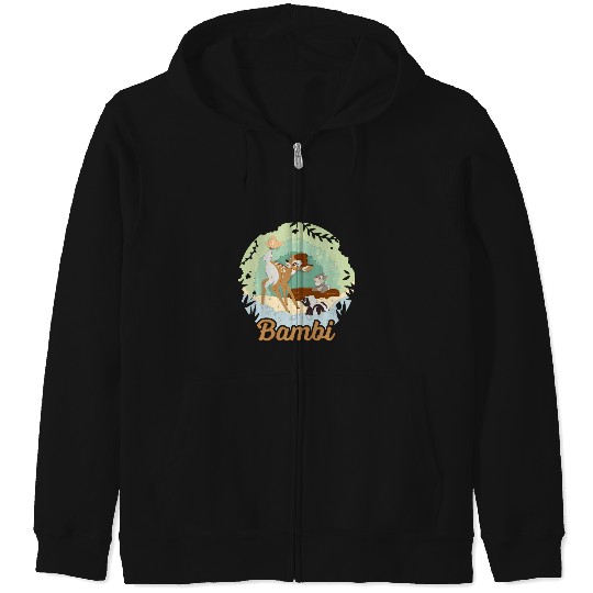 Disney Bambi Thumper And Flower Paper Cut Portrait Zip Hoodies