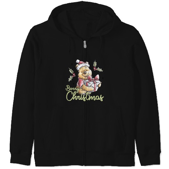 Disney Winnie The Pooh Berry Christmas Merry Christmas Zip Hoodies