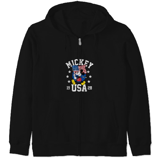 Disney Mickey Waving Flag USA Zip Hoodies