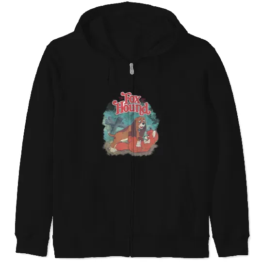 Womens Disney The Fox and the Hound Vintage Classic Poster V-Neck Zip Hoodies
