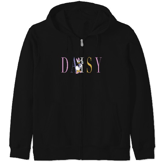 Womens Disney Mickey And Friends Daisy Duck Simple Text V-Neck Zip Hoodies