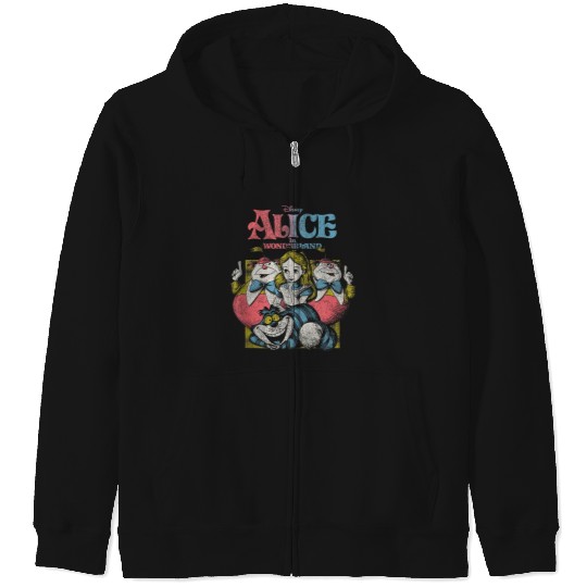 Disneyss Alice In Wonderland Iconic Characters Vintages Poster Zip Hoodies