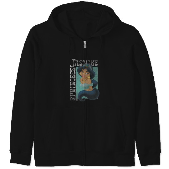 Disney Aladdin Princess Jasmine Classic Color Portrait Zip Hoodies