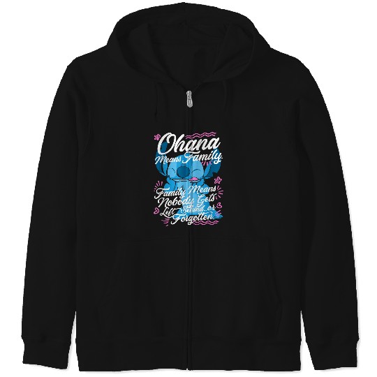 Disneyss Lilo Stitch Ohana Means Family Stitch Quote Zip Hoodies