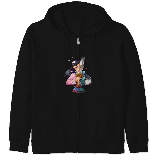 Disney Mulan Anime Half Girl Half Warrior Zip Hoodies