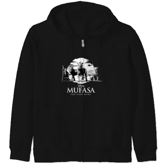 Disney Mufasa The Lion King Movie Black White Characters Zip Hoodies