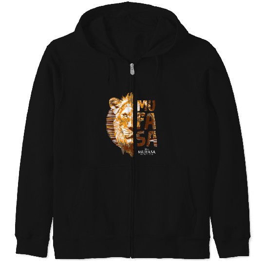 Disney Mufasa The Lion King Movie Face And Name Sun Art Zip Hoodies