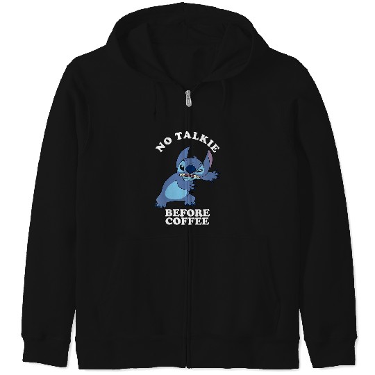 Disneyss Lilo Stitch No Talkie Before Coffee Grumpy Alien Vneck Zip Hoodies