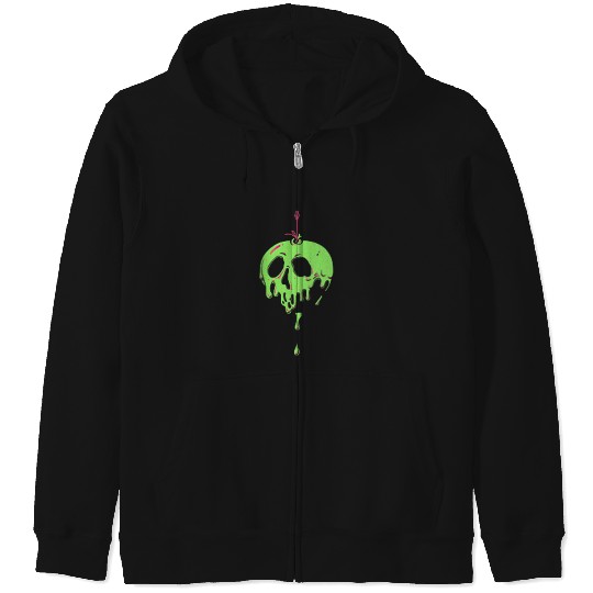 Disneyss Snow White Poison Apple Green Neon Left Chest Pocket Vneck Zip Hoodies