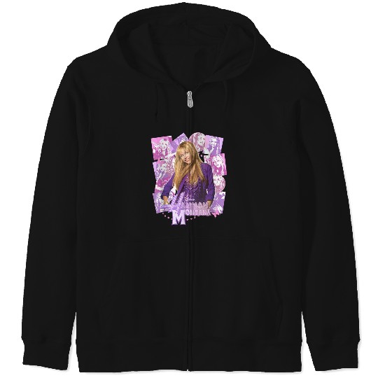 Disneyss Hannah Montana Epic Iconic Collage Big Chest Poster Zip Hoodies
