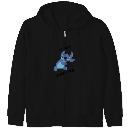 Disneyss Lilo Stitch No Talkie Before Coffee Grumpy Stitch Vneck Zip Hoodies