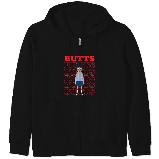 Bobs Burgers Tina Likes Butts Logo Stack Zip Hoodies