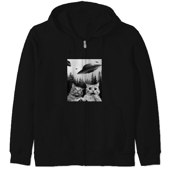 Funny Alien Cat Selfie with UFOs  : Bobs Burgers Family Shirt, Bobs Burgers Vintage Zip Hoodies